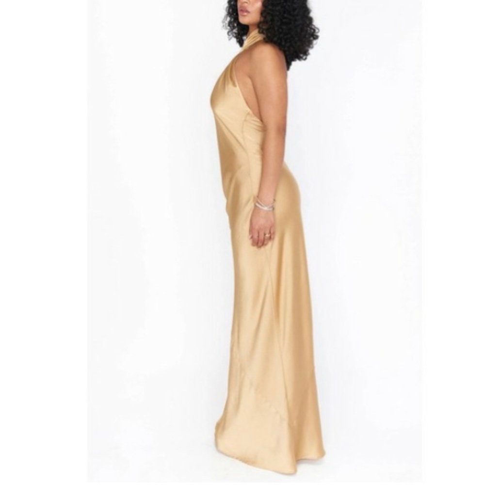Show me your Mumu, true good luxe satin, cocktail halter dress